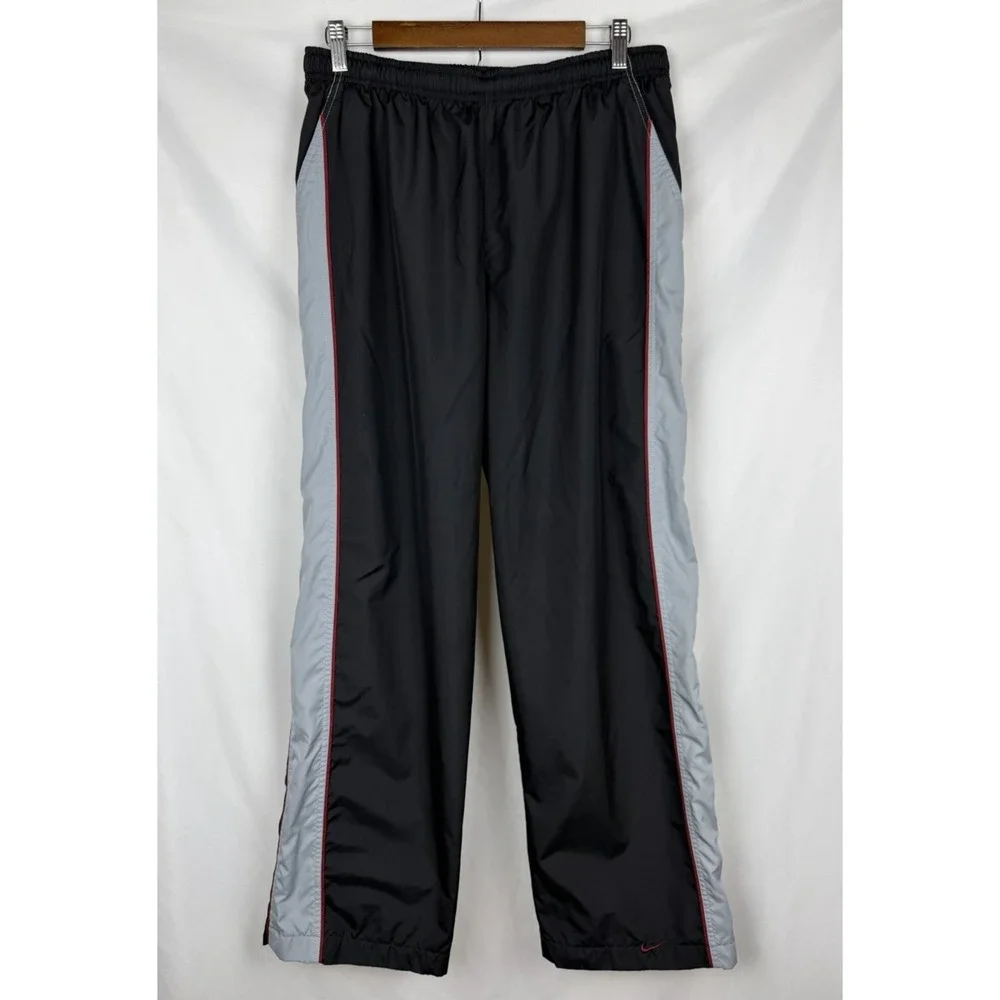 Nike 72 Vintage Windpants Mens L Black Gray Track Pants Mesh Lined Warm Up Swish